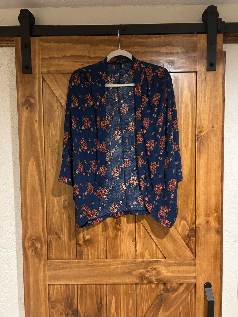 Honey Punch Navy Floral Open-Front Summer Cardigan